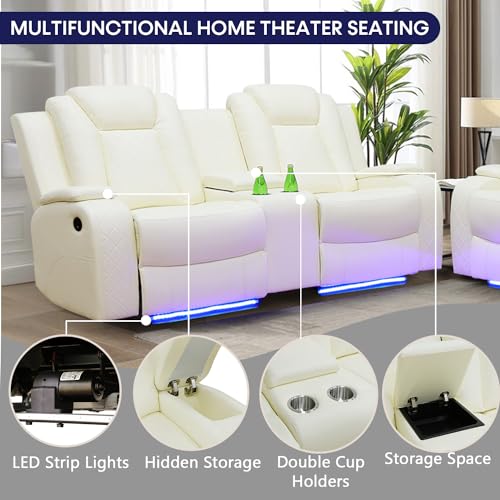 Black 3 Piece Leather Power Reclining Sofa Set R4872