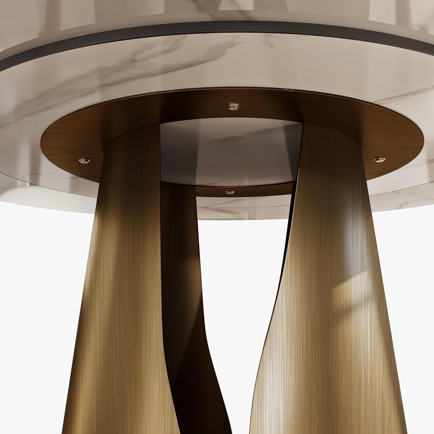 51" Glossy White Sintered Stone Top Round Dining Table with Lazy Susan L330904