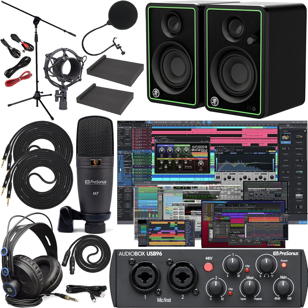Audio Interface with Studio Monitors and Cables W2708