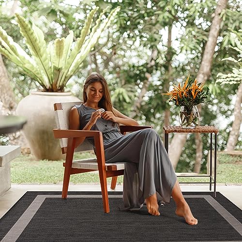 9x12 Beige/White Washable Outdoor Rug N72013