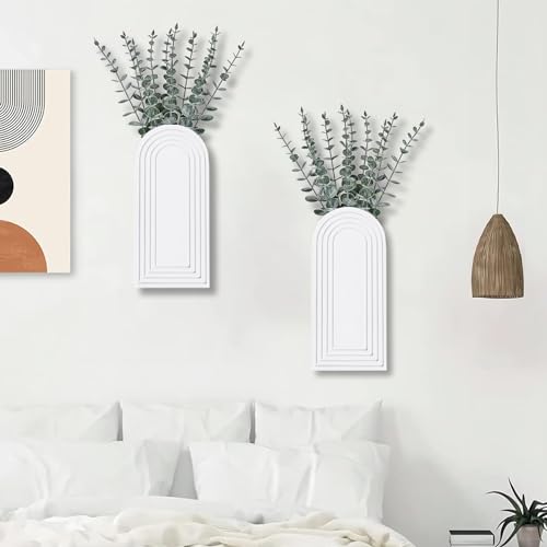 White Wood Wall Vase W642698