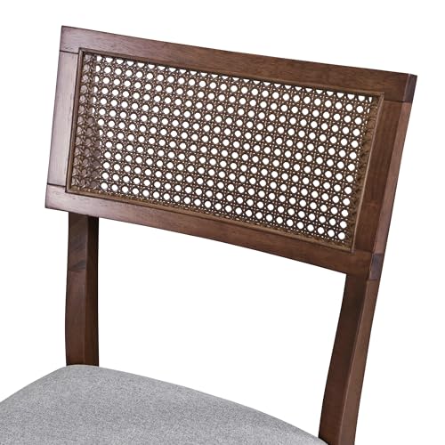5-Piece Wood Dining Table Set with 4 Upholstered Chairs, Walnut O361