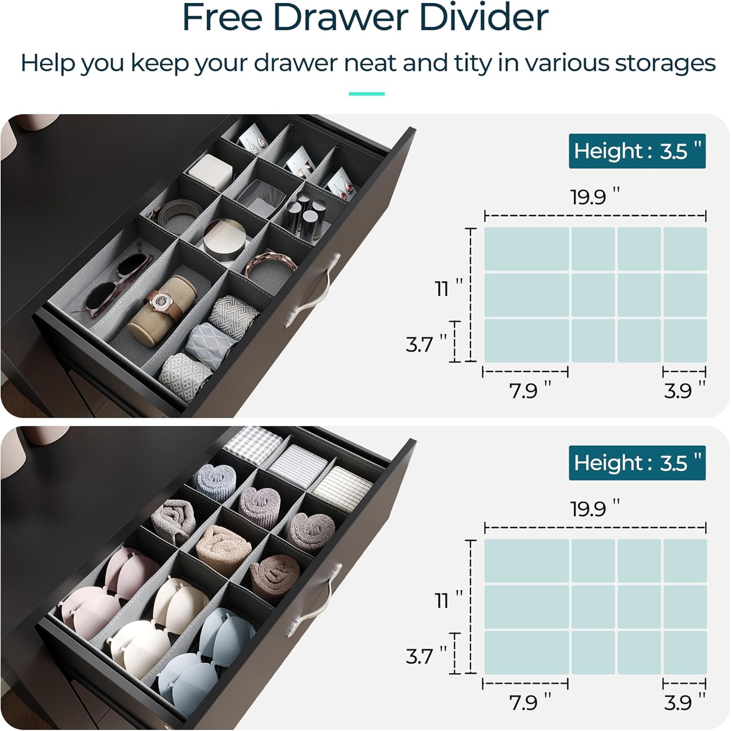 8 Drawer Black Wood Dresser N133657