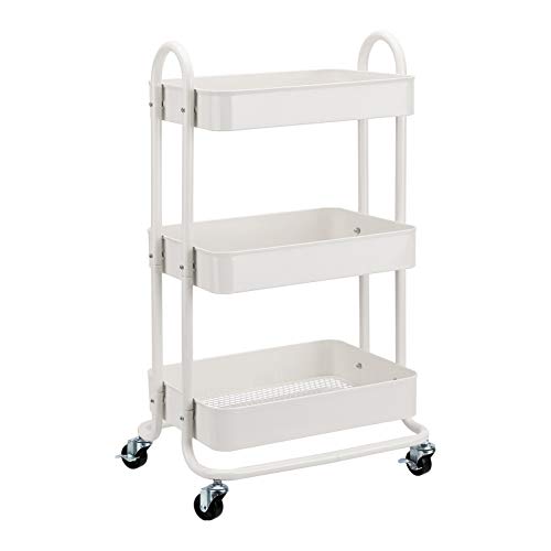 White 3-Tier Rolling Utility Cart with Lockable Wheels G67193