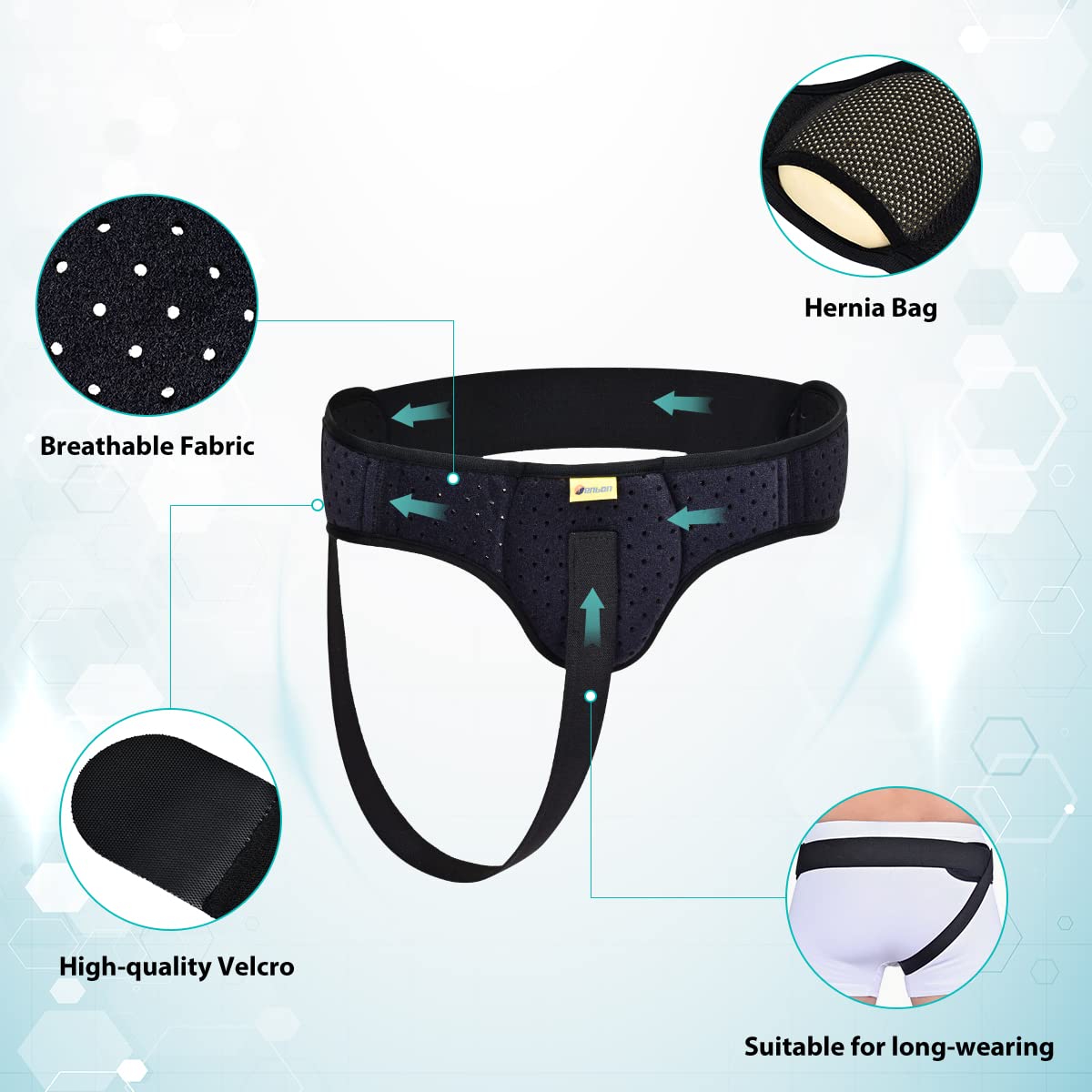 Hernia Belt with Removable Compression Pads R466
