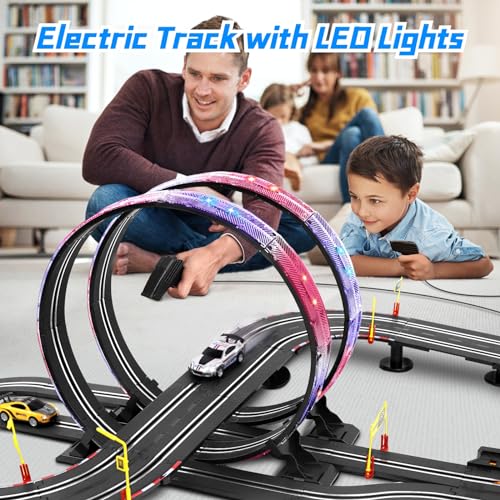 23ft Battery Powered Electric Slot Car Race Track Set with 4 Slot Cars X581