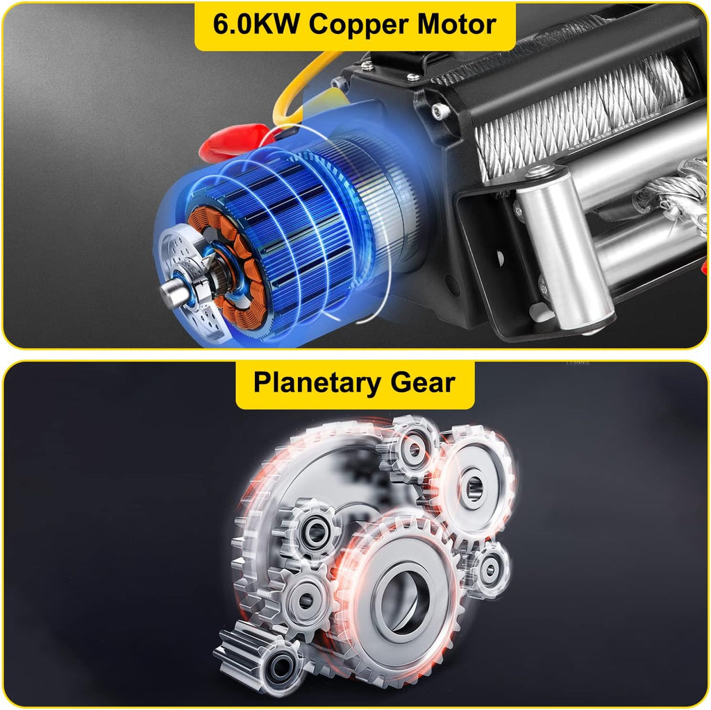 15500lb Electric Winch with 93.5ft Steel Cable 12V Wireless Remote Control I715