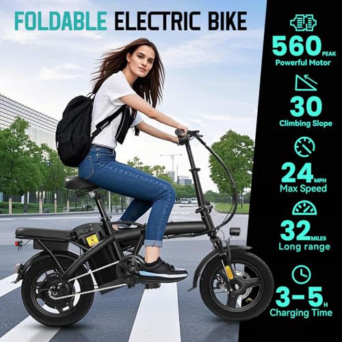 14" Foldable Electric Bike with 560W Motor and 48V Battery H57982