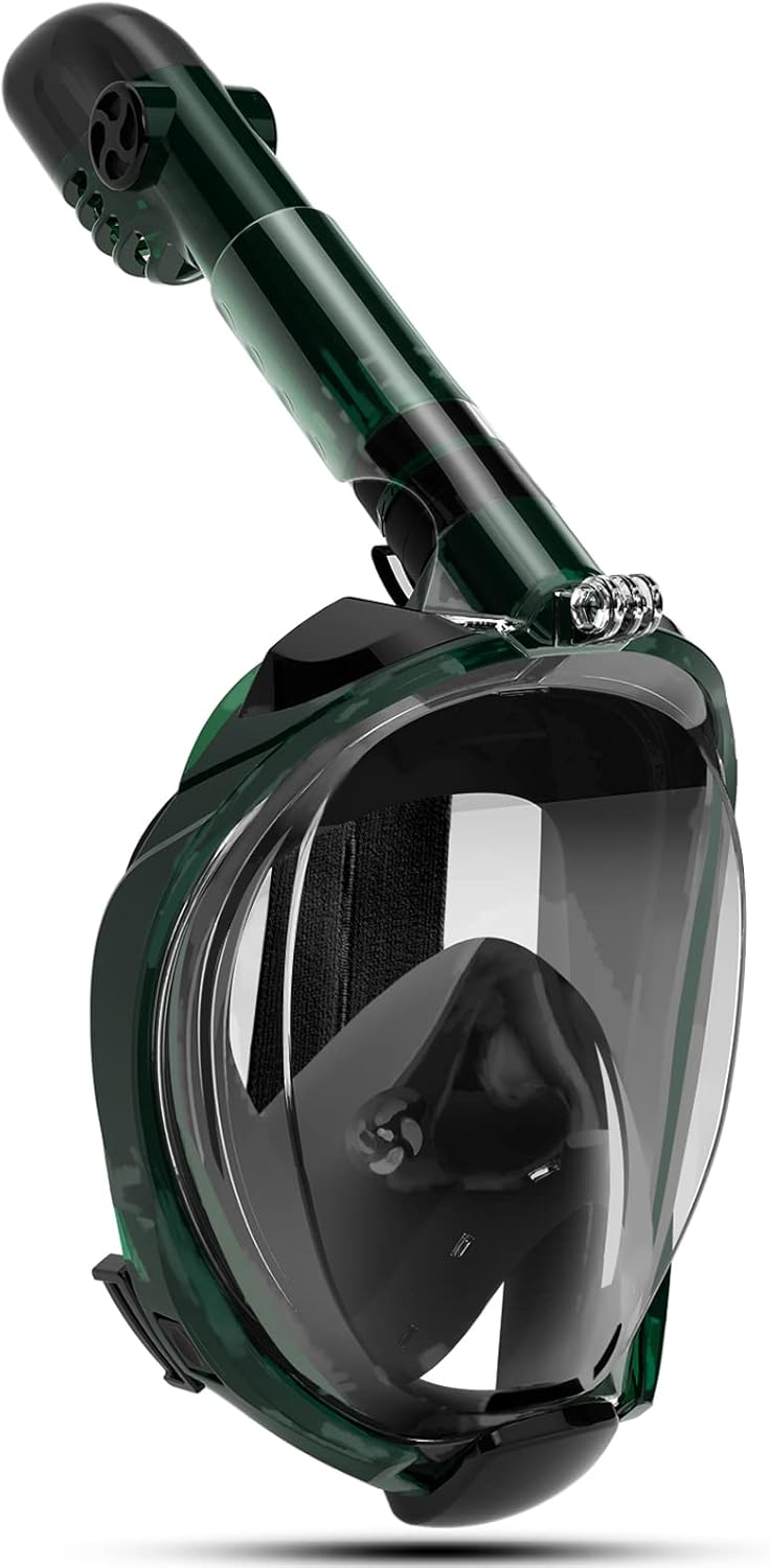 Full Face Snorkel Mask with Detachable Camera Mount, Panoramic 180 Degree View Dive Mask, Dry Top Set, Pack of 2 G8976