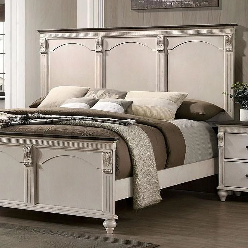 Antique White Solid Wood Queen Bedroom Set 6pcs K36398