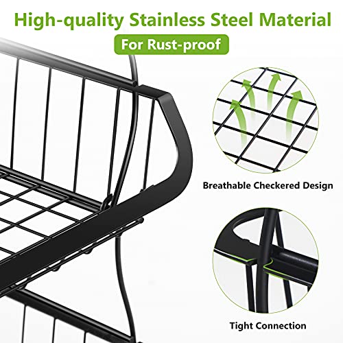 5 Tier Stackable Metal Wire Basket Cart with Rolling Wheels W399521