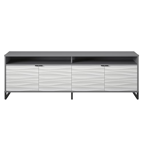1 Door 3 Drawer Accent Cabinet, Faux Wave/Graphite Z28955