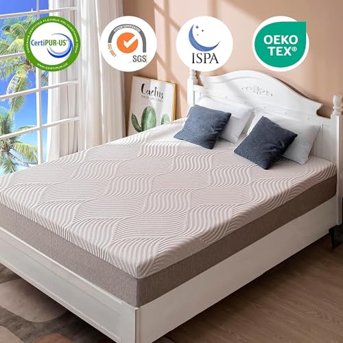 Twin 6 Inch Memory Foam Mattress with Cooling Gel Green Tea Fabric Cover N5768