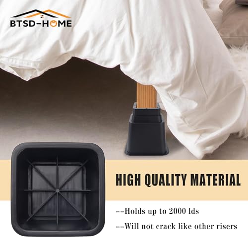 Adjustable Bed Risers Set of 4 (16 pcs Black) E9605