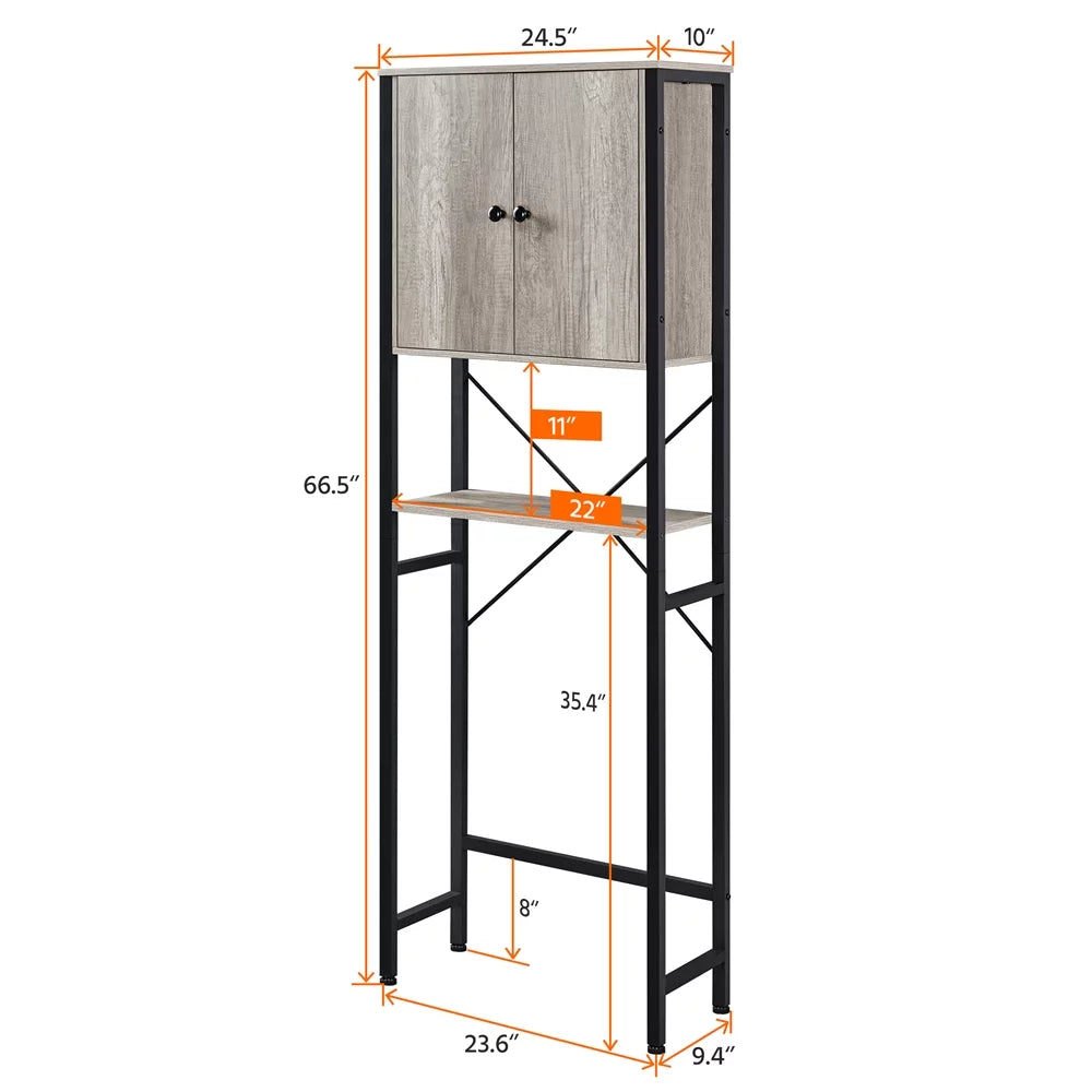 Gray 3-Tier Over the Toilet Storage Cabinet with Shelf J245927