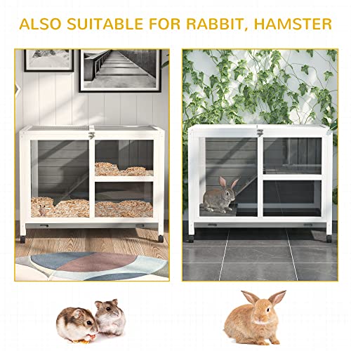 Natural Wood Rabbit Cage with Wheels L756