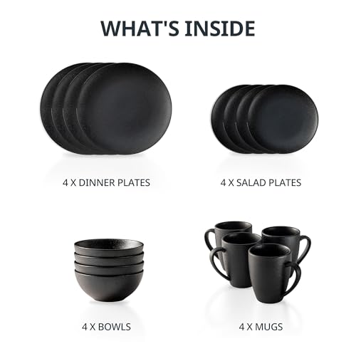 16-Piece Porcelain Dinnerware Set, Service for 4, Blue S2907
