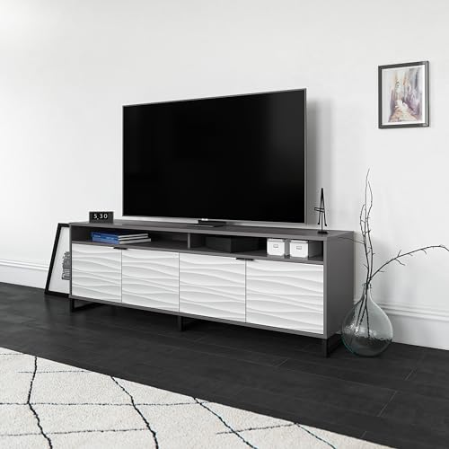 1 Door 3 Drawer Accent Cabinet, Faux Wave/Graphite Z28955