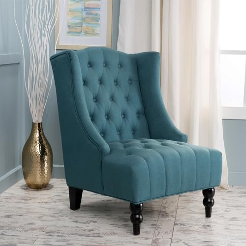 Teal Button-Tufted Fabric Accent Chair G681