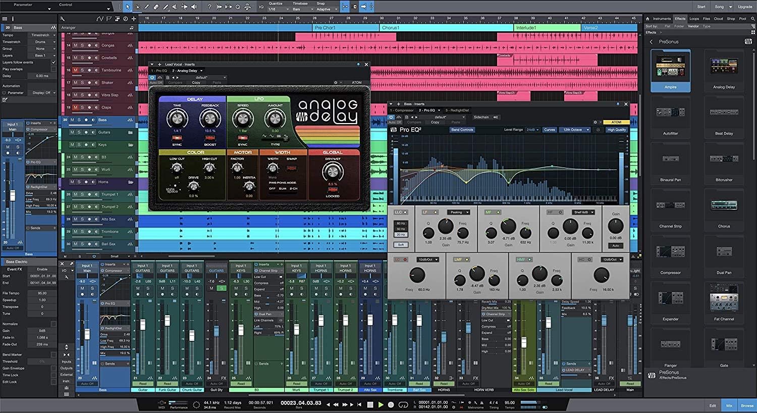 Audio Interface with Studio Monitors and Cables W2708