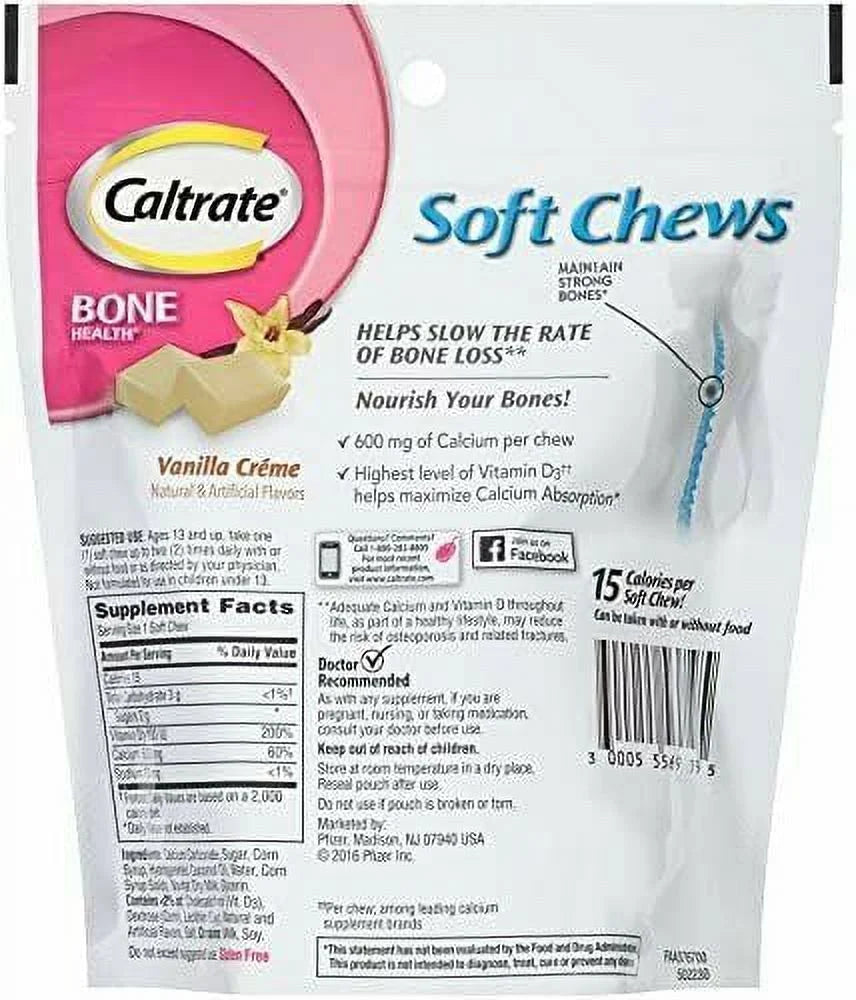5 Pack Calcium Vitamin D Soft Chews Vanilla Creme 60 Each S618