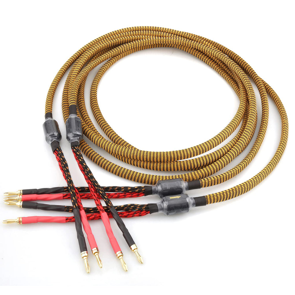 8.20ft 2.5m Nylon Braid Gold Plated Speaker Cable with 8 Banana Plugs Q196