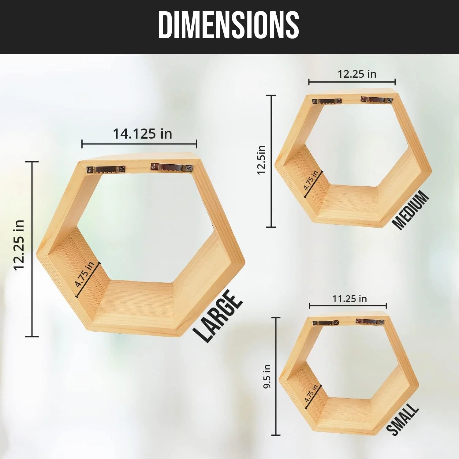 Set Of 3 Oak Hexagon Floating Shelves L75731