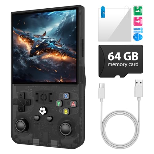 Retro Handheld Gaming Console with 64GB TF Card Transparent Gray Q19438