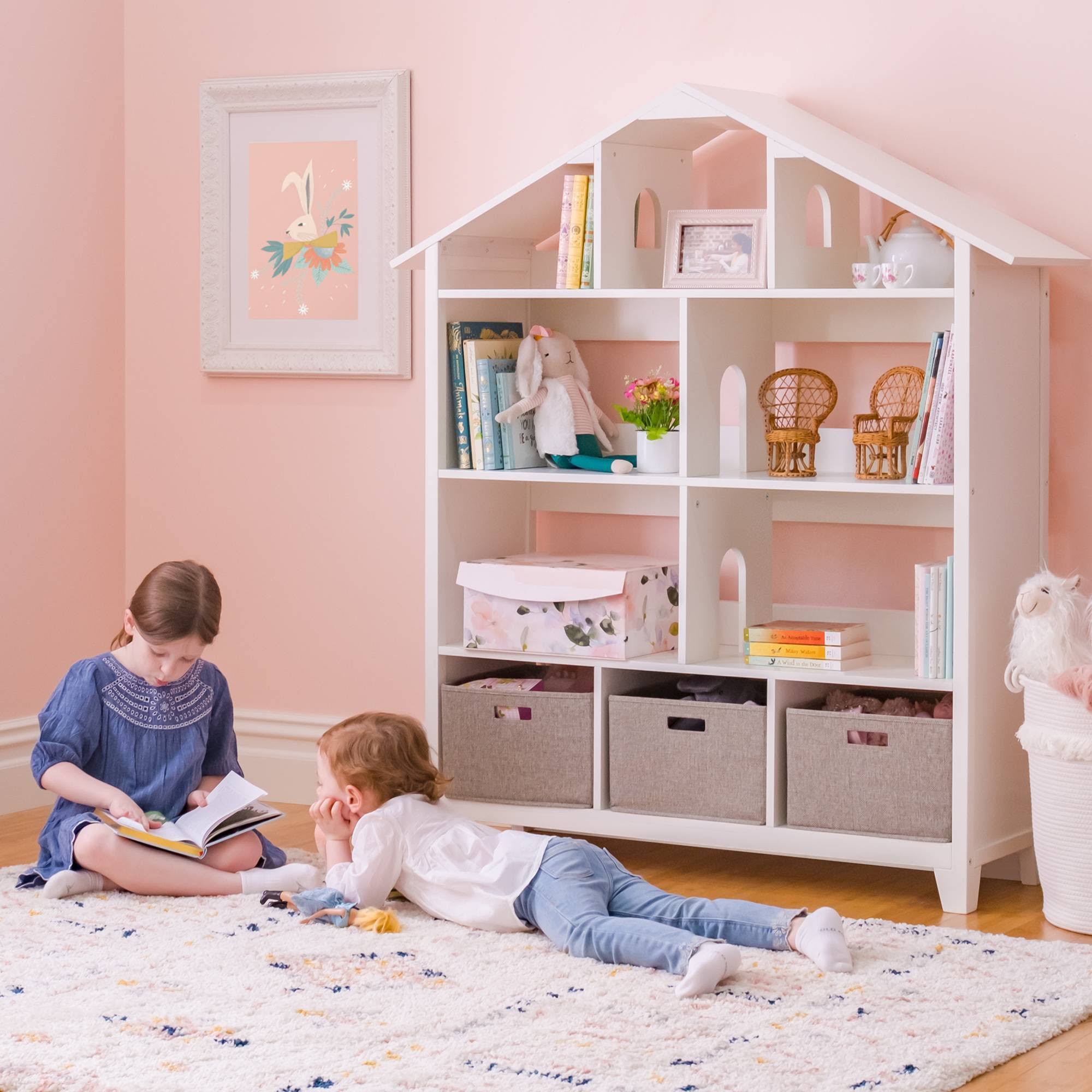 White Kids Dollhouse Bookcase P9193