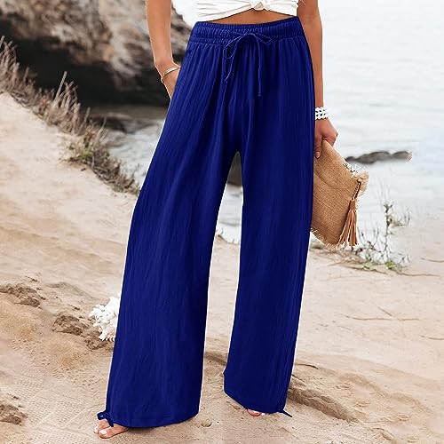 Linen Wide Leg Palazzo Pants U9961