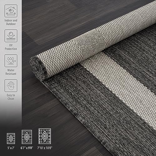 9x12 Beige/White Washable Outdoor Rug N72013