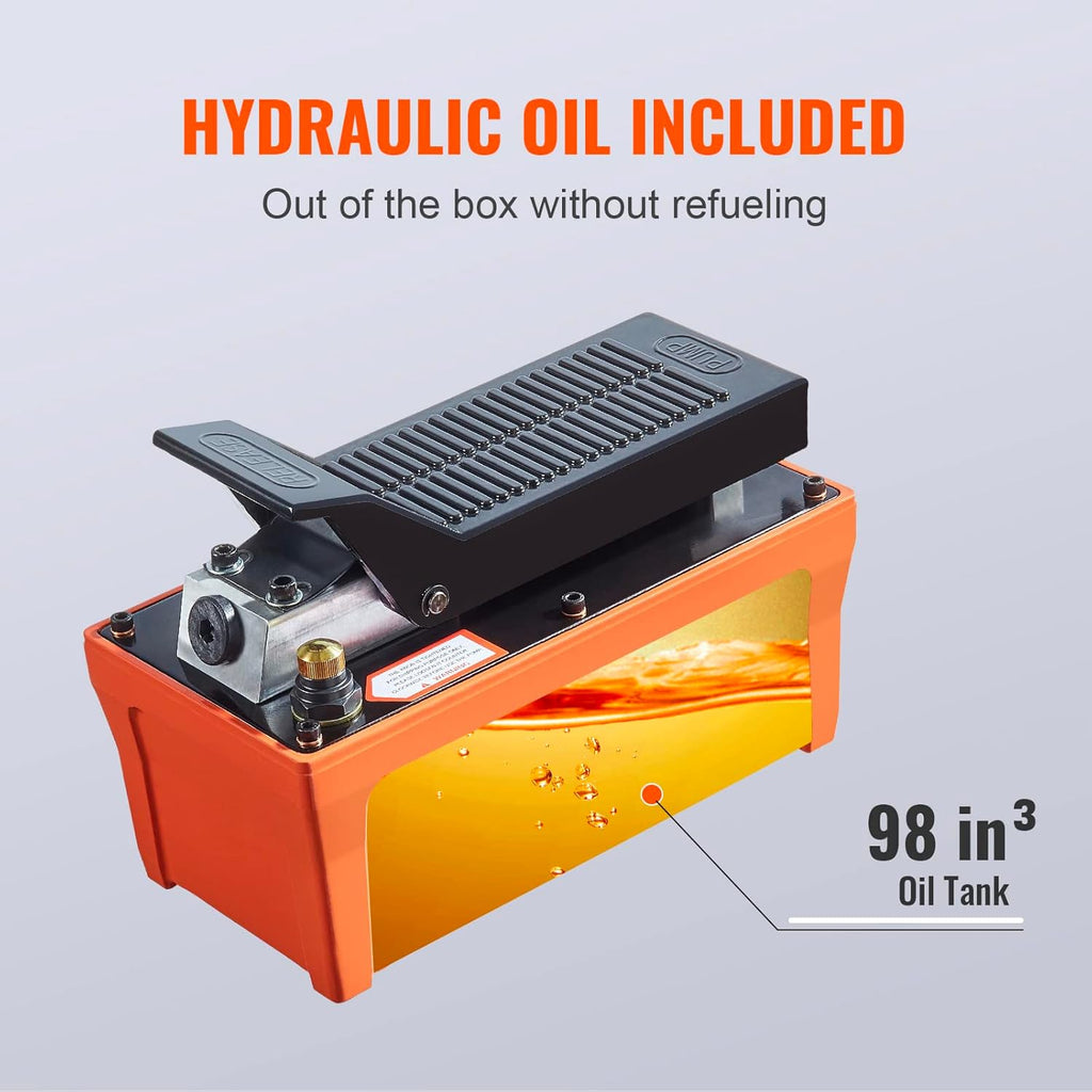 Air Hydraulic Pump, 10,000 PSI, 1/2 Gal Reservoir, Foot Actuated Z58905