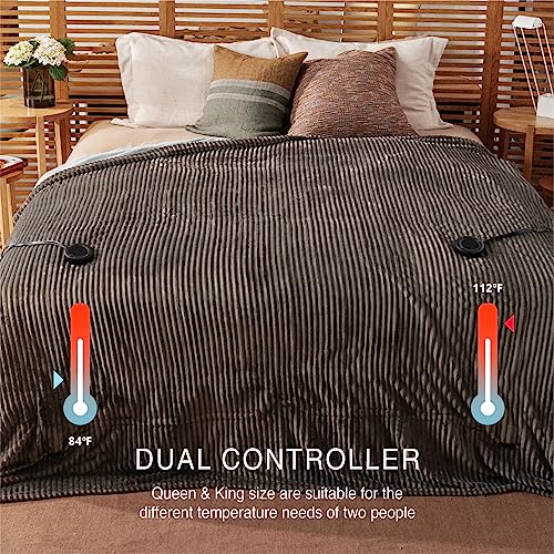 Beige Full Size Electric Heated Blanket with Dual Controller N480513