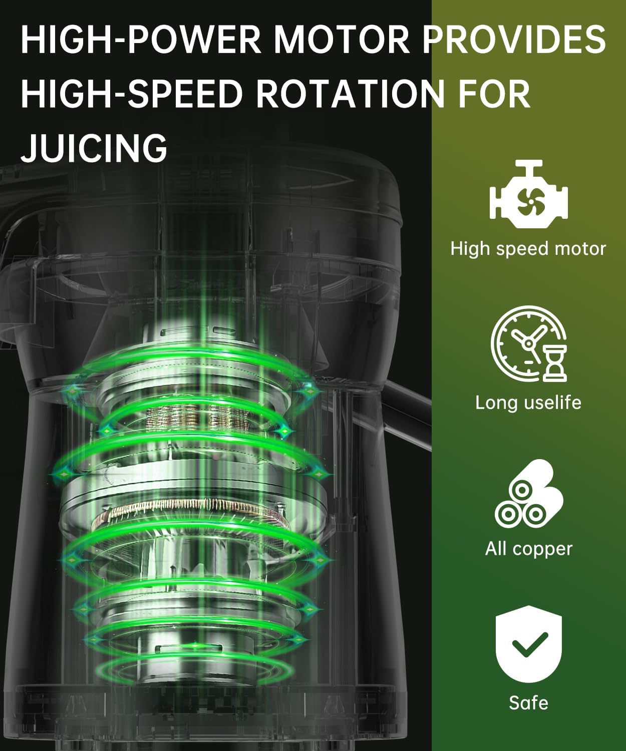500W Stainless Steel Juicer with 3 Inch Wide Chute E538