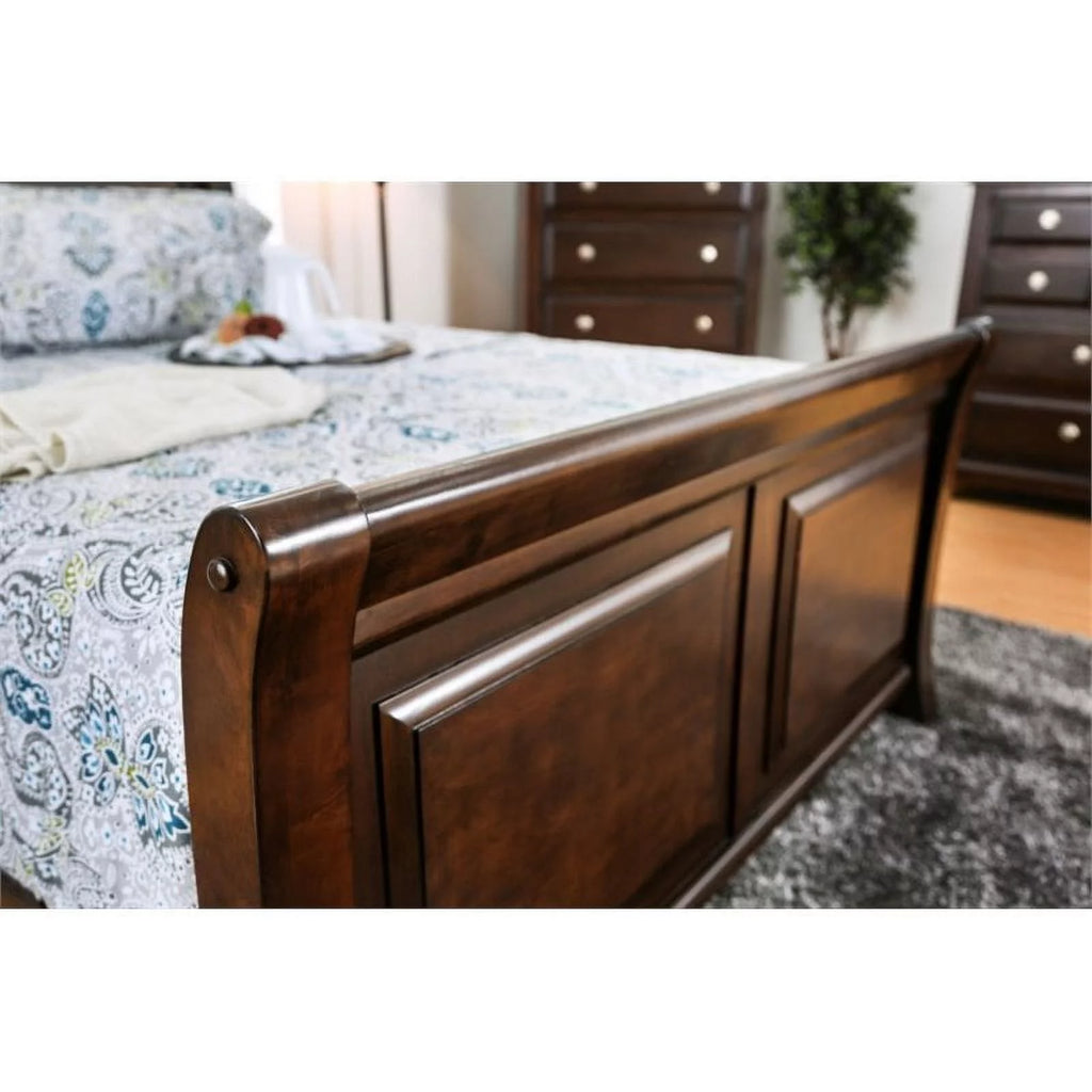 Brown Cherry Wood California King Sleigh Bed U4372