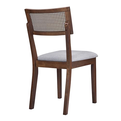 5-Piece Wood Dining Table Set with 4 Upholstered Chairs, Walnut O361
