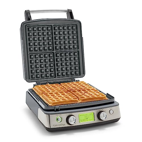 Cream White Ceramic Nonstick Waffle Iron W5023