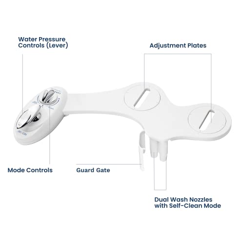 Self-Cleaning Dual Nozzle Non-Electric Bidet Attachment (Blue) J4332