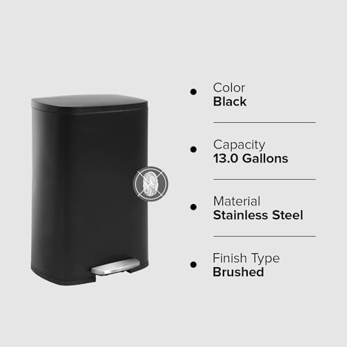 White 13 Gallon Stainless Steel Step Waste Bin Q227705