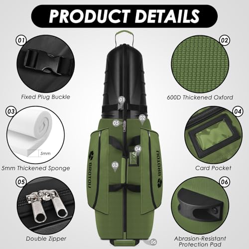 Golf Travel Bag with Tank Wheels and ABS Hard Shell D8277