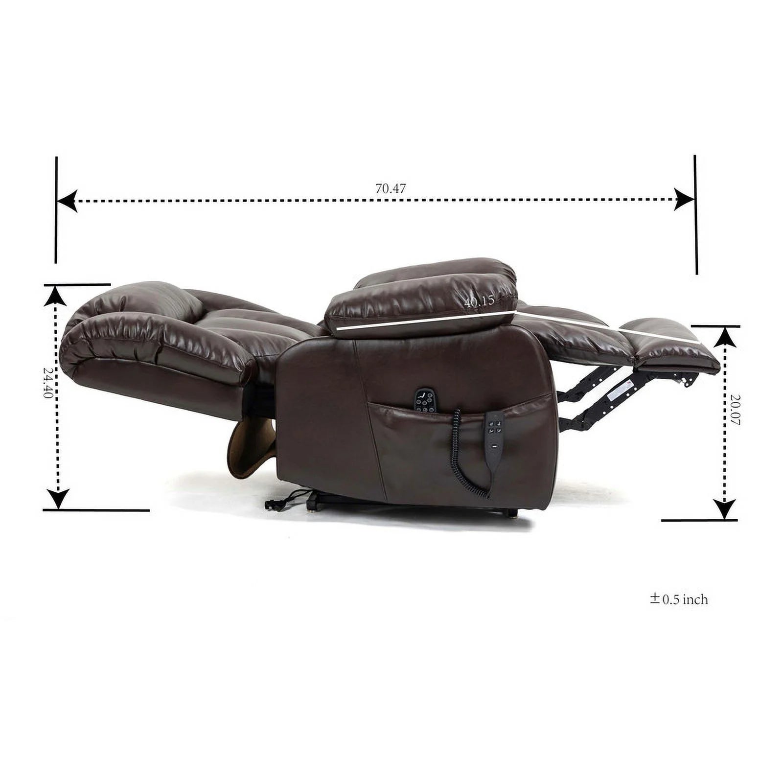 Deep Brown Leather Power Lift Recliner Chair with 8-Point Vibration Massage Lumbar Heating J898624