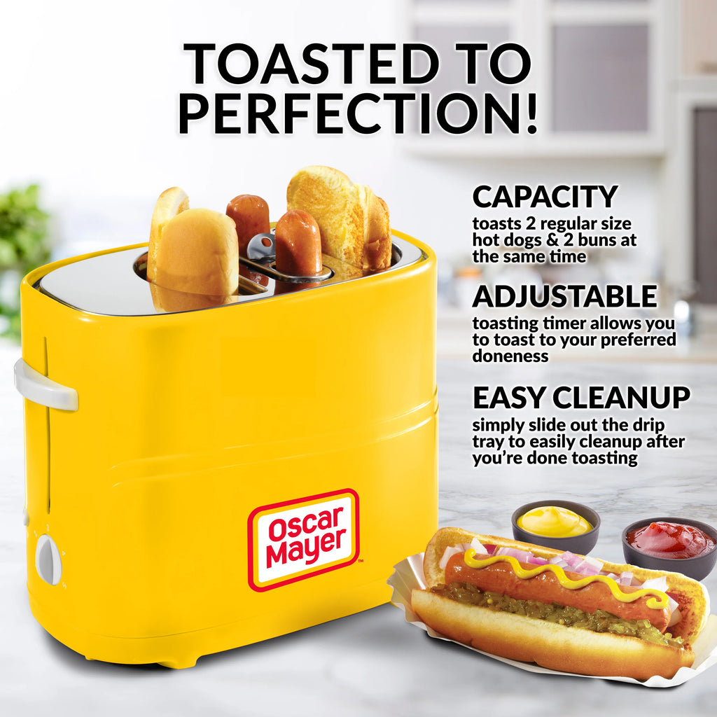 2 Slot Hot Dog and Bun Toaster with Mini Tongs G9742
