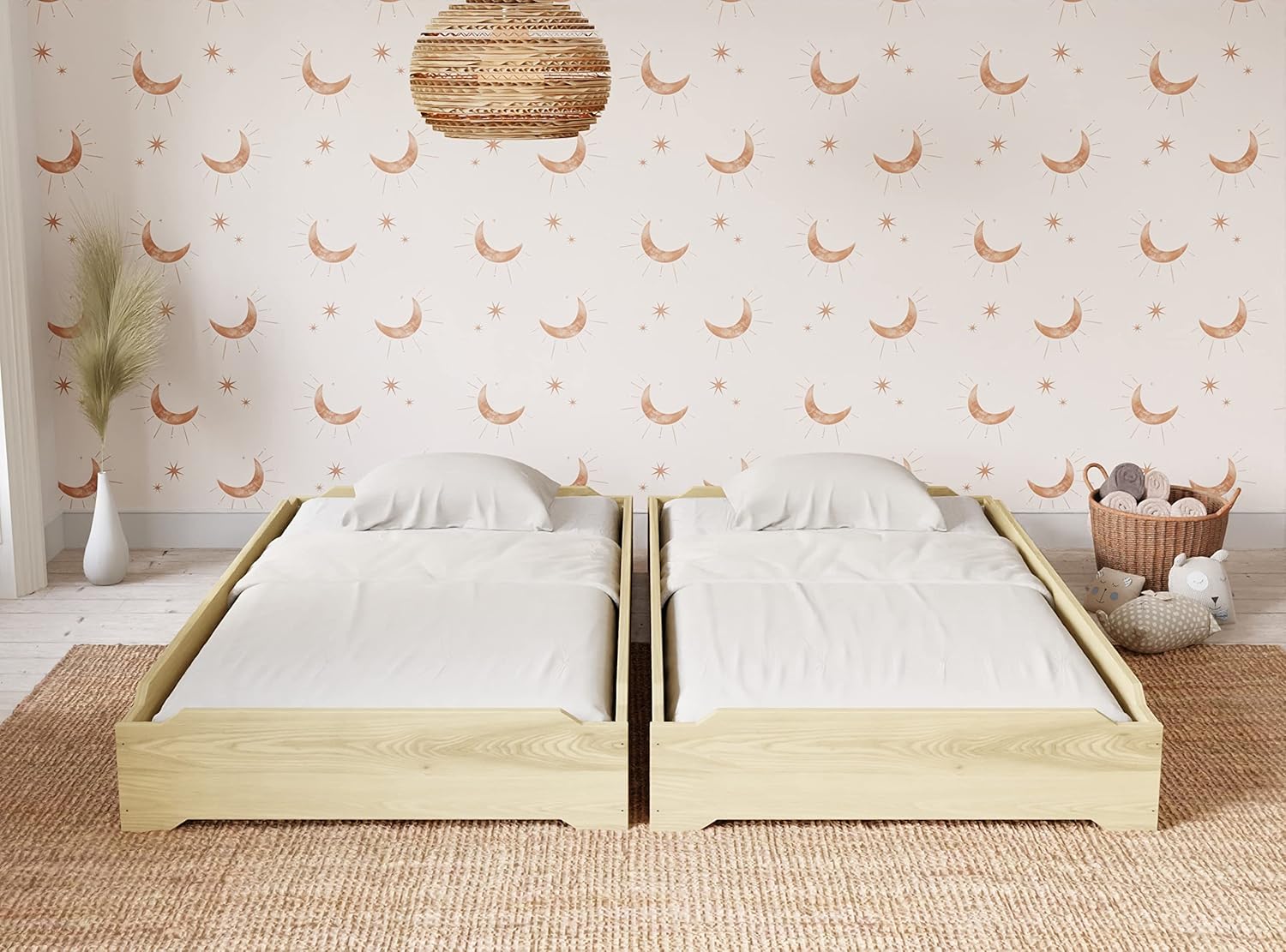 Twin over Twin Stackable Wooden Bed Frame Set of Two R2913