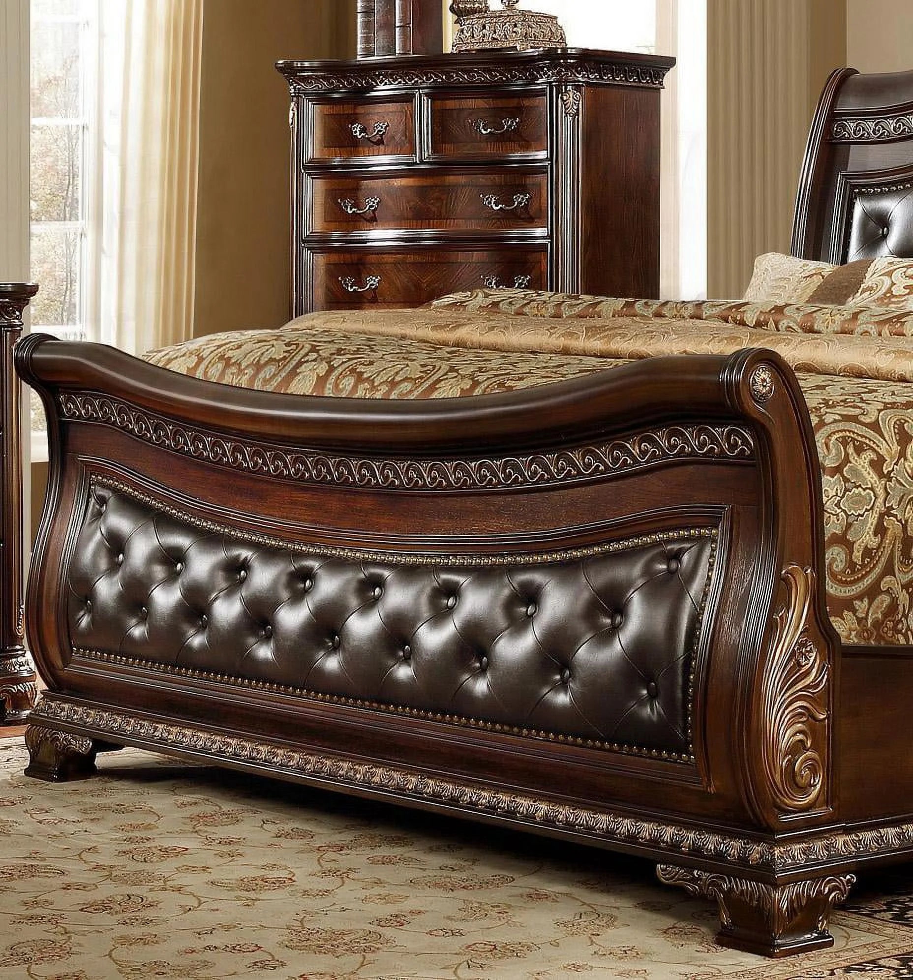 King Size Leather Headboard Bedroom Set 3Pcs Y754
