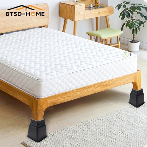 Adjustable Bed Risers Set of 4 (16 pcs Black) E9605