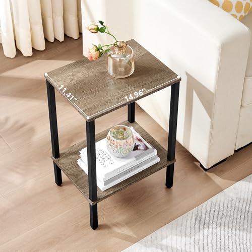 Rustic Brown and Black 2-Tier Narrow Side Table G92431