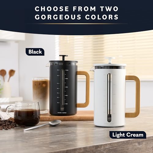 34 oz French Press Coffee Maker with Bamboo Wood Handle Borosilicate Glass K140