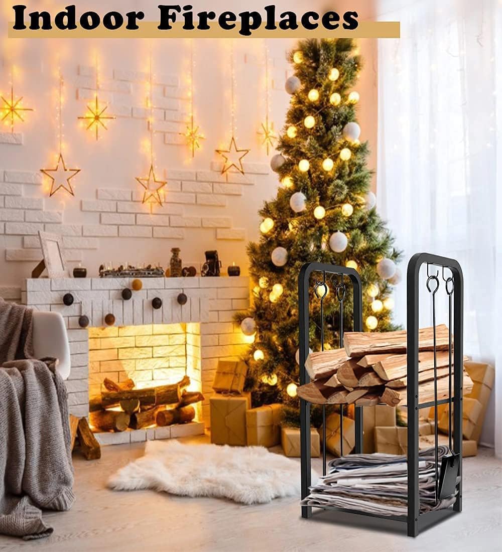 Black 4ft Outdoor Firewood Rack B16938