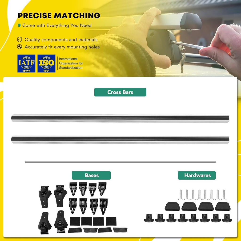 52" Aluminum Roof Rack Cross Bars with Mounting Clamps F8440