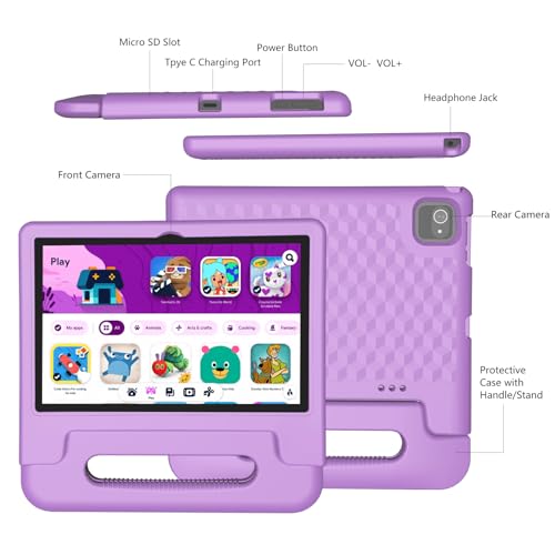 Green Kids Tablet 10 inch Android 13 4GB+64GB 1TB Expand HD Touchscreen WiFi Bluetooth Protective Case N971